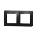 Rama dubla neagra PC priza si intrerupator 150x83mm