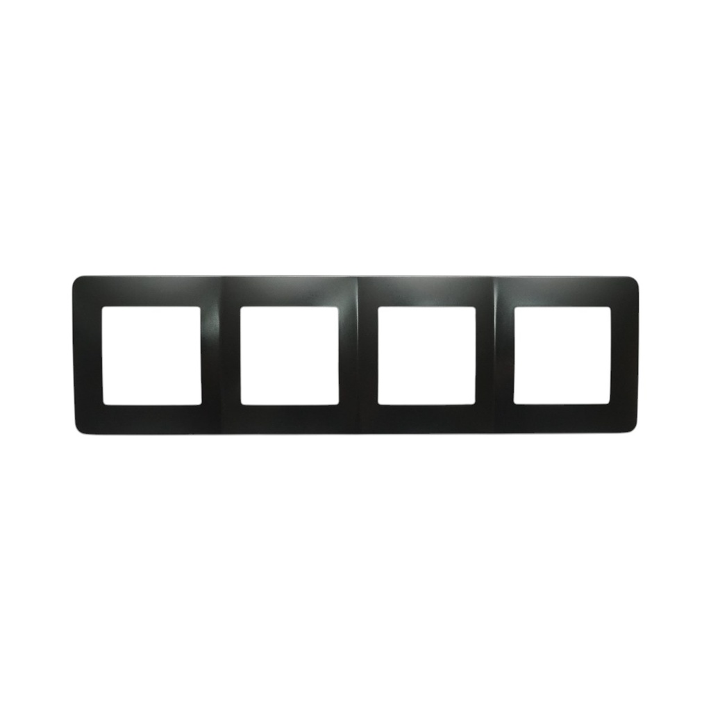 Rama cvadrupla neagra PC priza si intrerupator 300x83mm