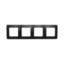 Rama cvadrupla neagra PC priza si intrerupator 300x83mm