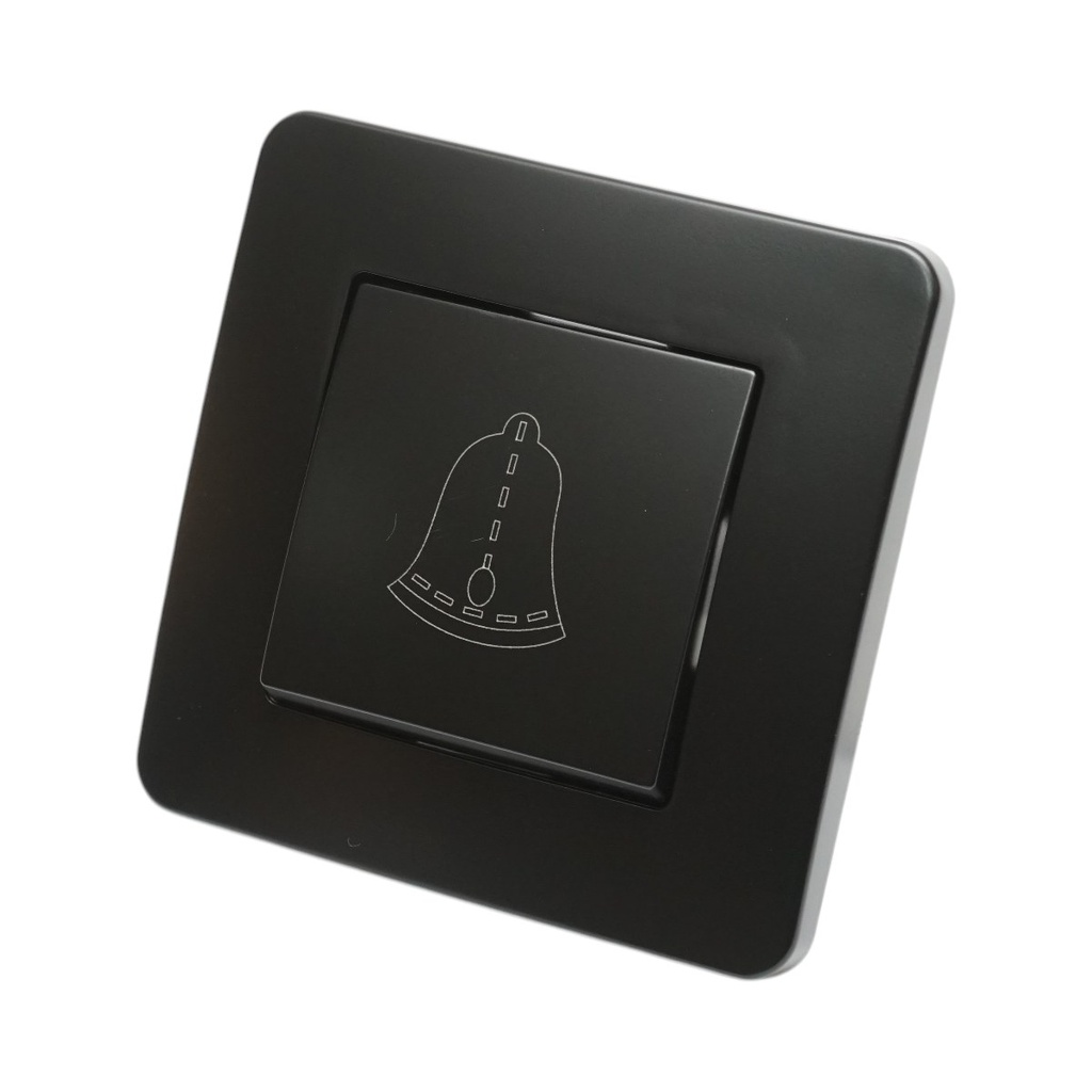 [AMAT6-126121] Intrerupator sonerie cu revenire negru incastrat 220V, 10AX, PC 80x80mm