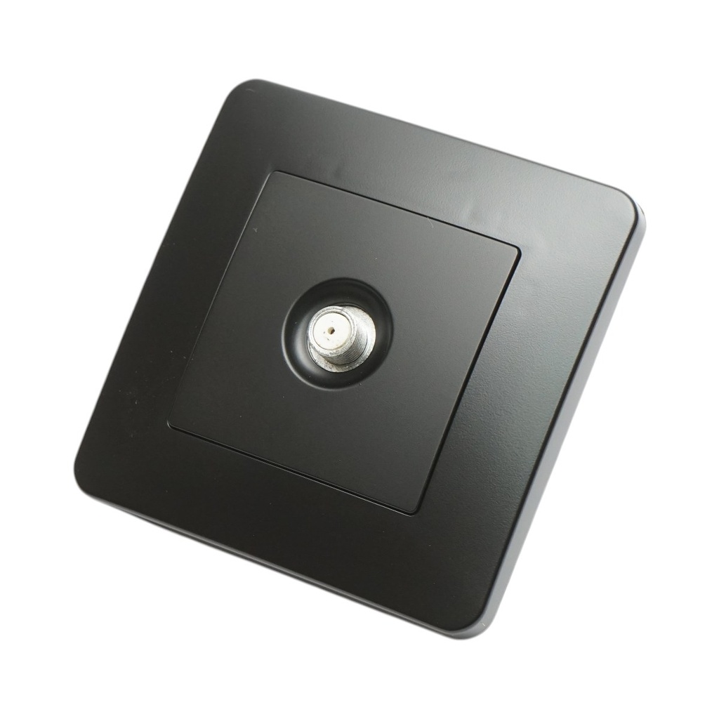 Priza TV tip F neagra incastrata PC 80x80mm