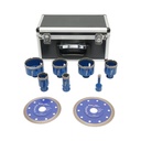 Set 7 carote diamantate 10-68mm, filet interior M14 + 2 discuri 115, 125mm pentru placi ceramice, marmura, granit