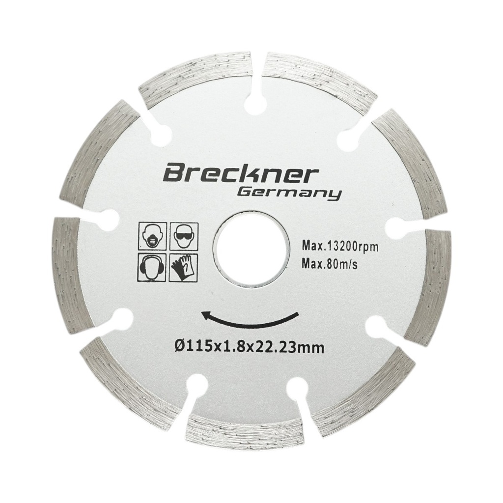 Disc diamantat segmentat 115x1.8x22.23mm, taiere uscata pentru beton, piatra, caramida