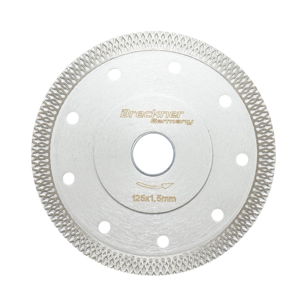 Disc diamantat turbo continuu 125x1.5x22.23mm, taiere umeda/uscata pentru ceramica dura, gresie, faianta