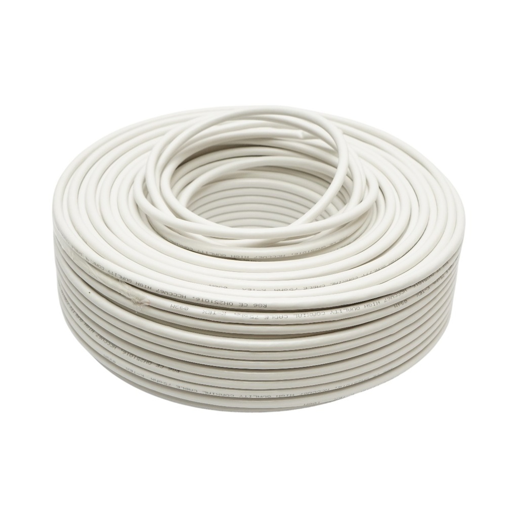 Cablu coaxial RG6 CCTV K-TEX 1mm CCA, ecranat, 75 Ohm, PVC alb 100m/rola