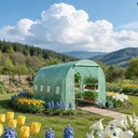 Solar de gradina 400x300x200cm, folie verde PE cu plasa 140g/mp UV, 1 usa, 8 ferestre, teava otel galvanizat 19mm THOR