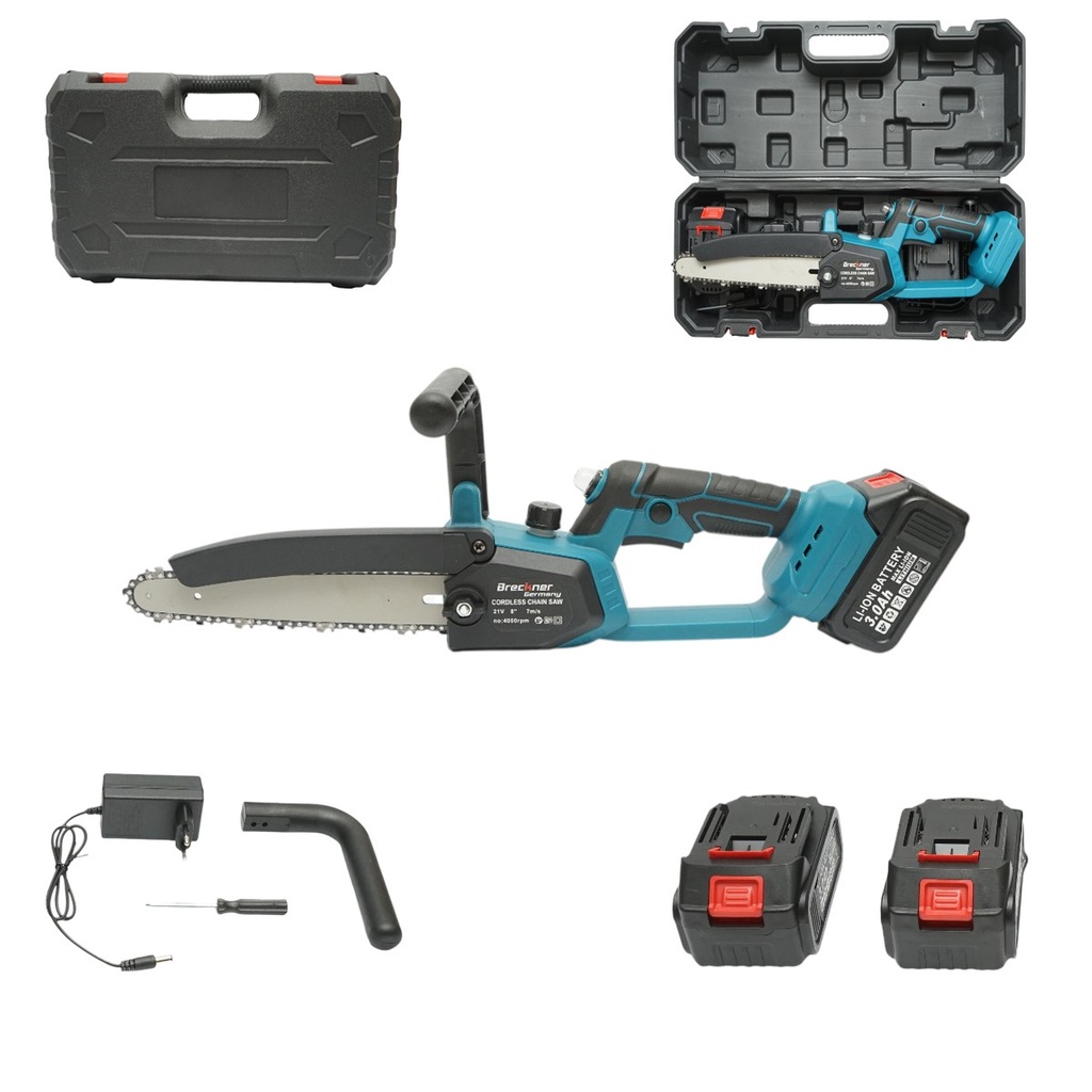 Mini fierastrau electric cu 2 acumulatori 21V, 3Ah Li-ion, lama 8 inch (200mm), turatie 4000rpm, incarcare rapida