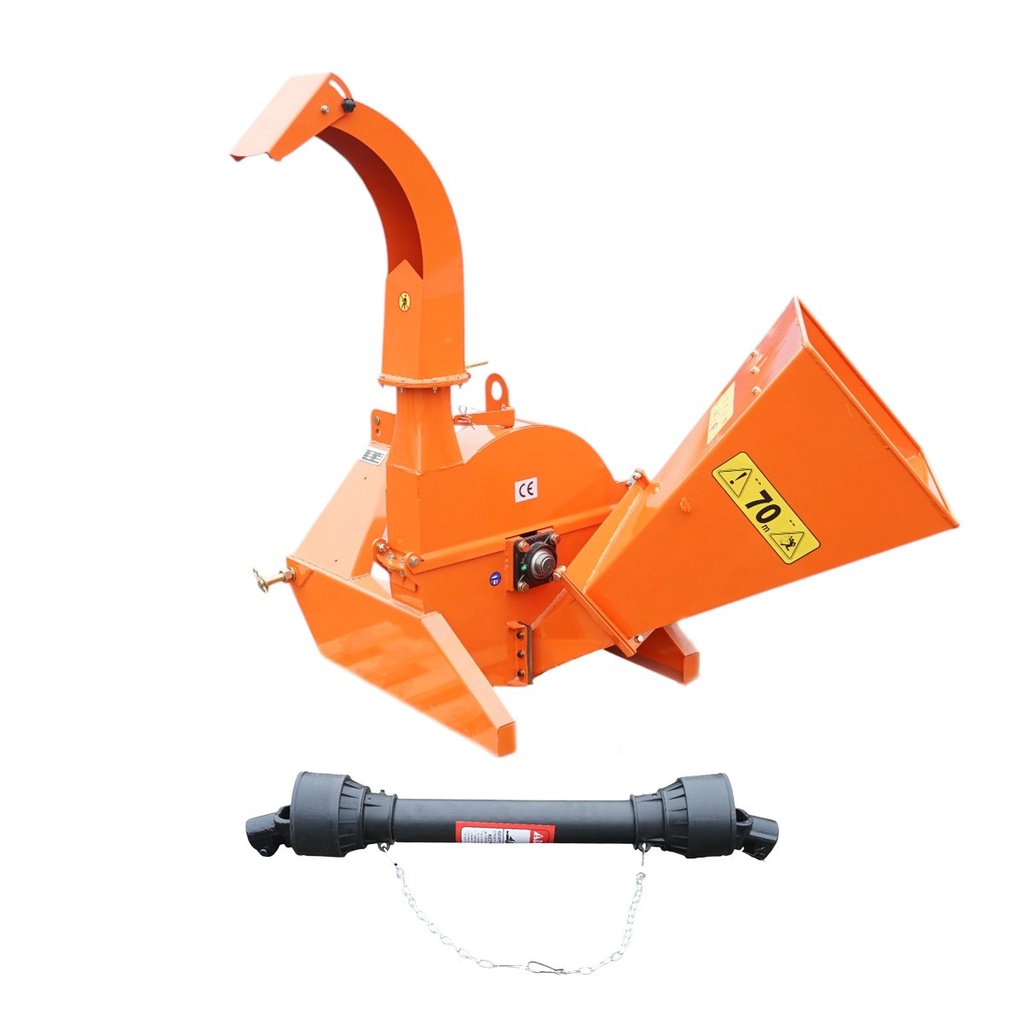 Tocator crengi cu angrenare priza putere tractor PTO, putere necesara 18-50CP, grosime maxima 100mm, buncar 400x420x600mm
