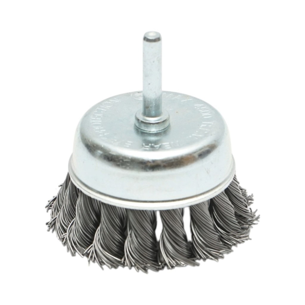 Perie sarma cupa cu fir rasucit 75mm, tija 6mm, max. 4500rpm