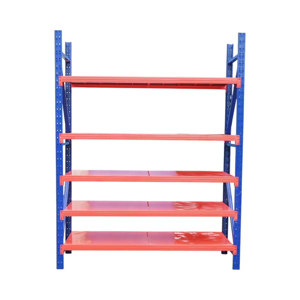 Raft metalic depozitare 5 nivele 200x60x250cm, 300 kg/nivel, albastru-portocaliu