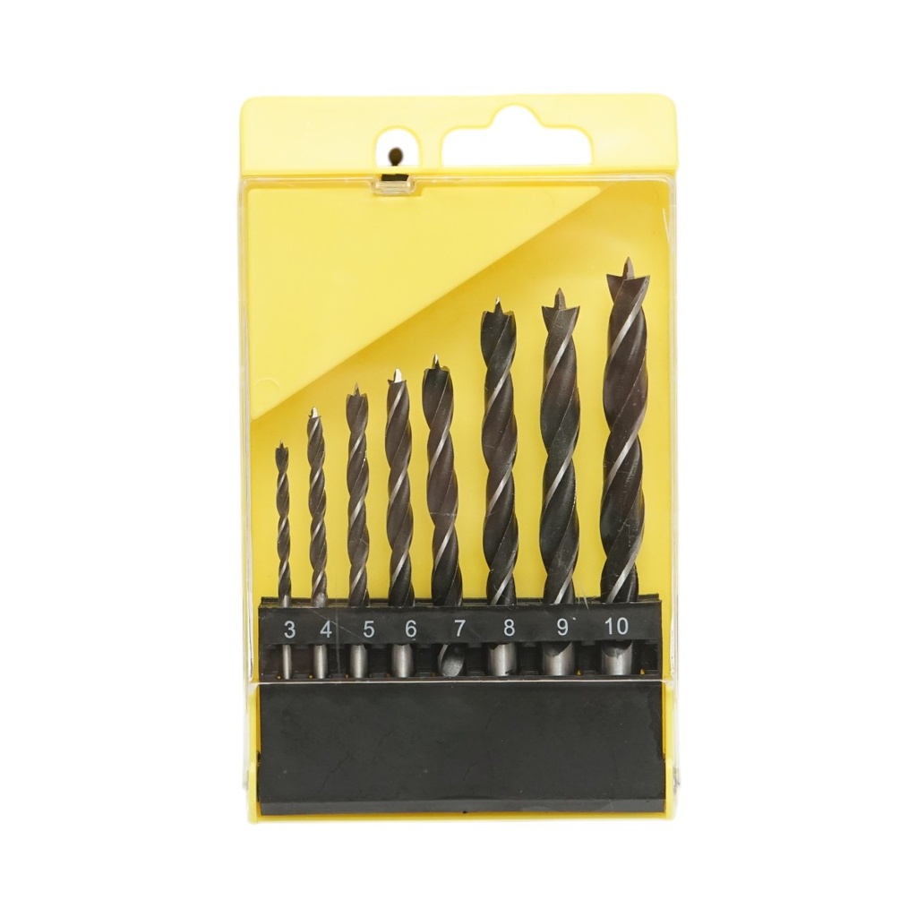 Set 8 burghie lemn 3-10mm HCS, tija cilindrica, varf centrare