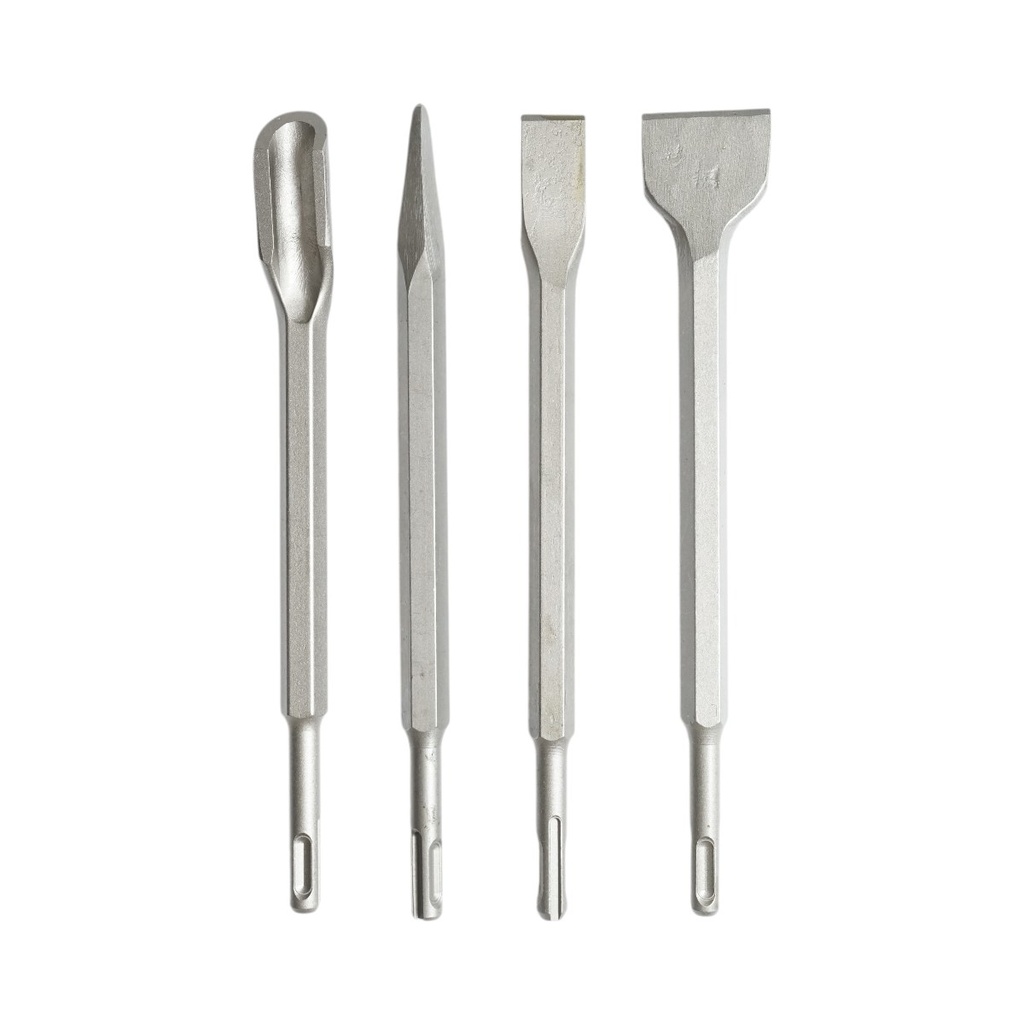 Set 4 dalti beton SDS Plus 14x250mm lata, plata, ascutita si canal