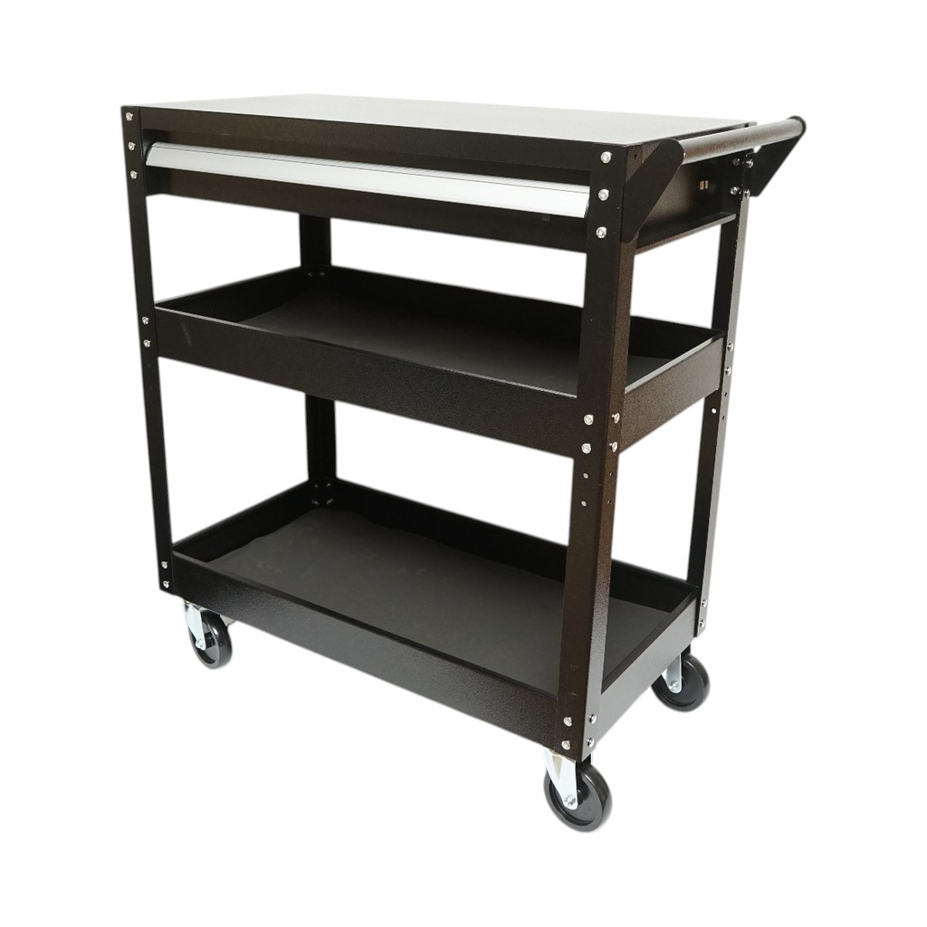 Carucior scule atelier metalic pe roti cu 3 rafturi si 1 sertar 775x410x895mm