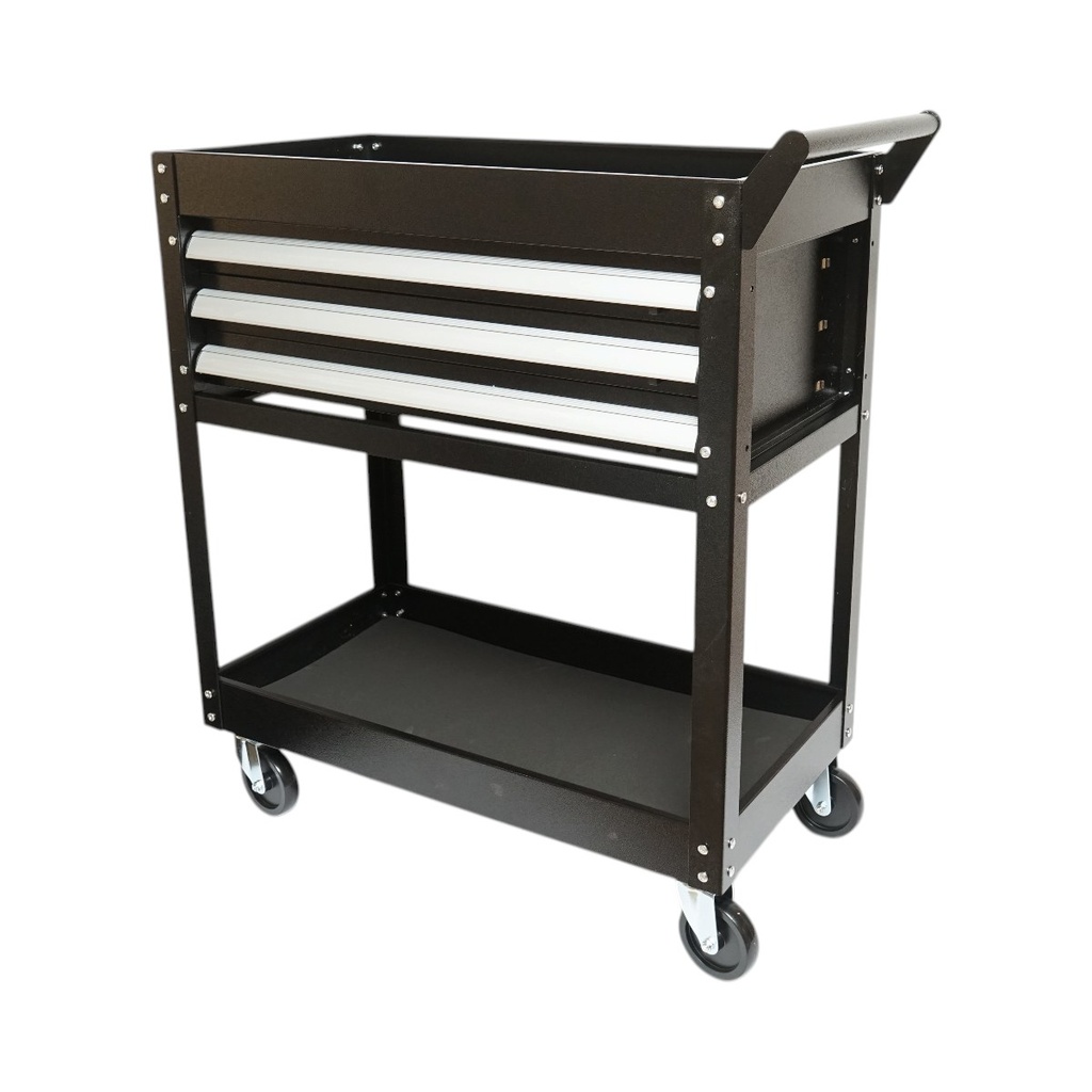 Carucior scule atelier metalic pe roti cu 2 rafturi si 3 sertare 775x410x895mm