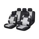 Set huse scaune auto universale negru-gri, material textil 9 piese