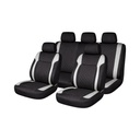 Set huse scaune auto universale negru-gri Diamond, piele ecologica matlasata 9 piese