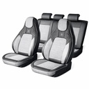 Set huse scaune auto Premium negru-gri universale, design sport ergonomic, piele ecologica cu insertii textile 11 piese