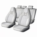 Set huse scaune auto Premium crem-gri universale, design sport ergonomic, piele ecologica cu insertii textile 11 piese