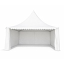 Cort evenimente pavilion tip pagoda 6x6m, alb impermeabil UV, acoperis PVC 950g/m2, cadru aluminiu 64x64x3mm