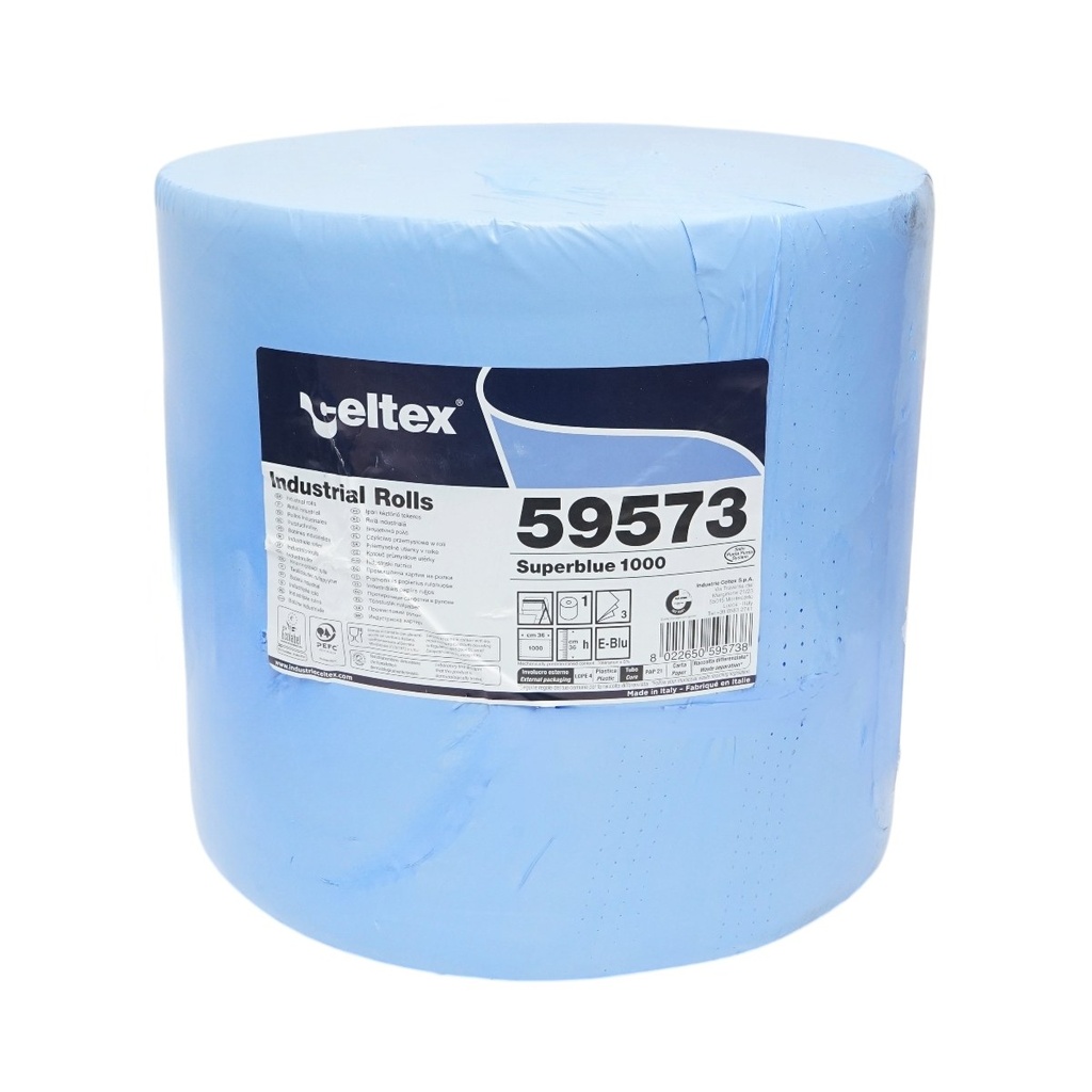 Rola lavete industriale 3 straturi hartie albastra 36x36cm Celtex Superblue 1000 portii/rola 59573