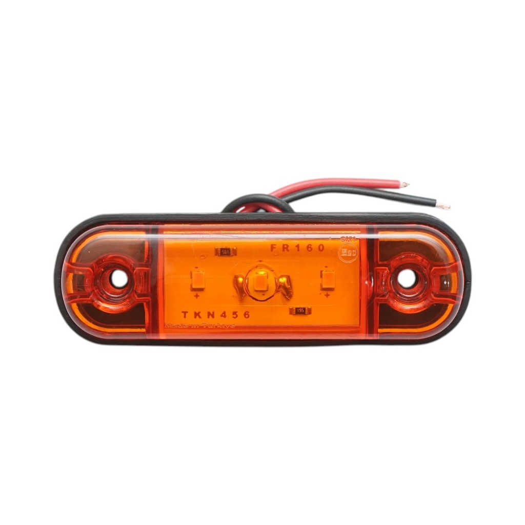 Lampa gabarit laterala ovala LED 12V-24V galbena 3 LED-uri 87x28x13.5mm