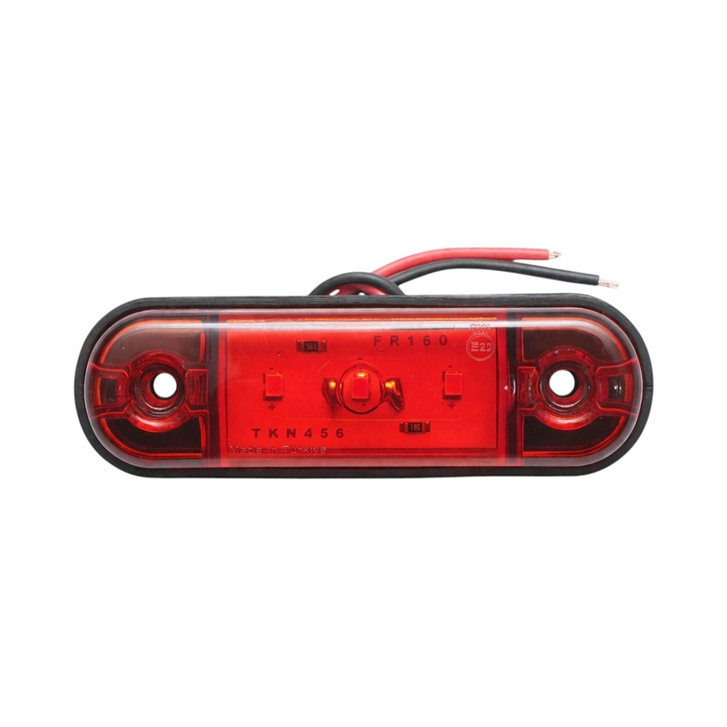 Lampa gabarit laterala ovala LED 12V-24V rosie 3 LED-uri 87x28x13.5mm