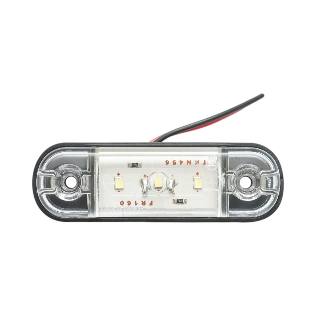 Lampa gabarit laterala ovala LED 12V-24V alba 3 LED-uri 87x28x13.5mm