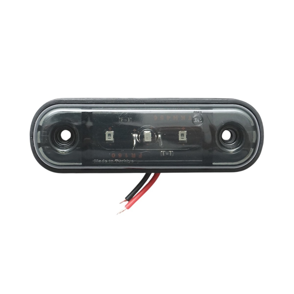 Lampa gabarit laterala ovala LED 12V-24V alb fumuriu 3 LED-uri 87x28x13.5mm