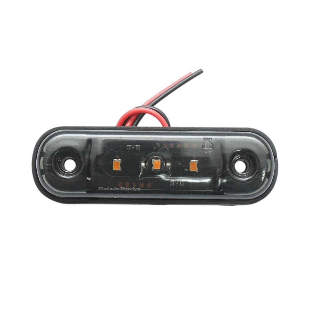 Lampa gabarit laterala ovala LED 12V-24V galben fumuriu 3 LED-uri 87x28x13.5mm