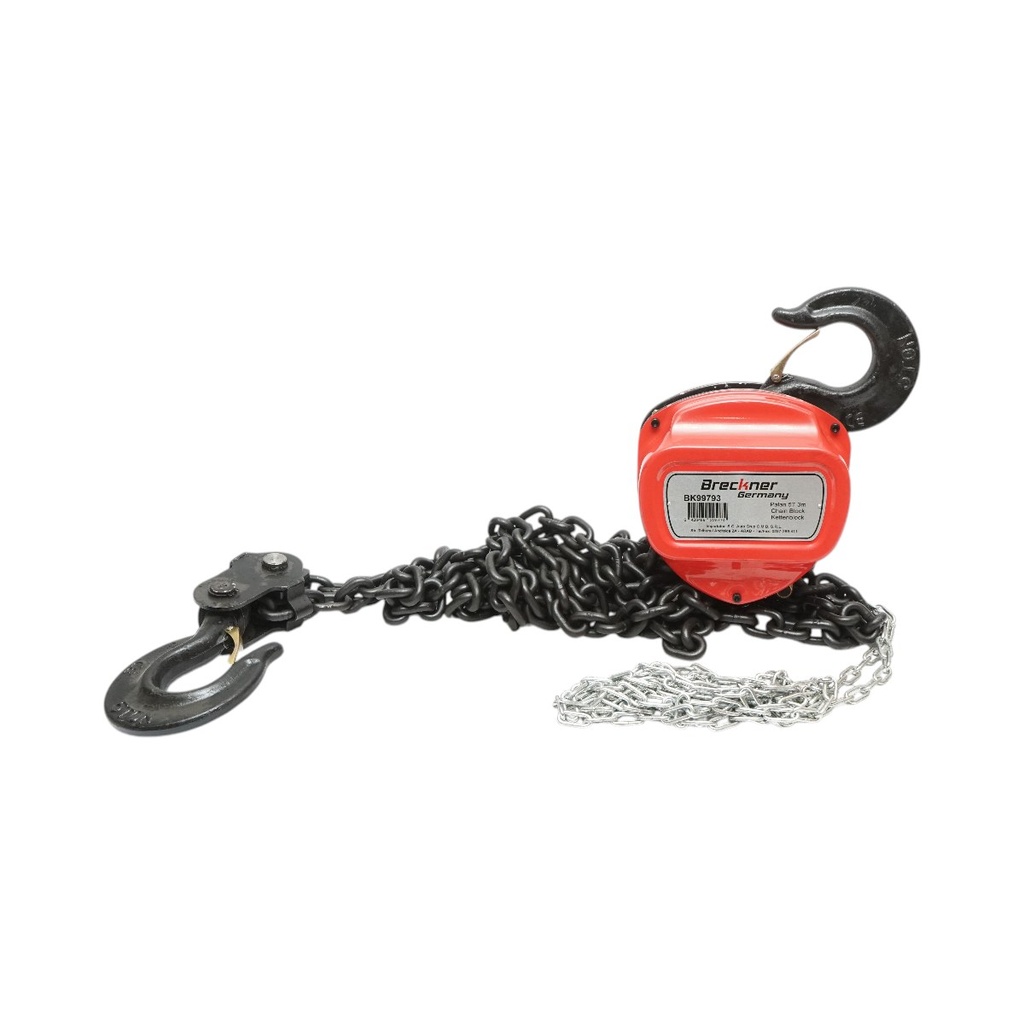 Palan manual cu lant 3m, sarcina maxima 5000kg, carlig cu siguranta 5T