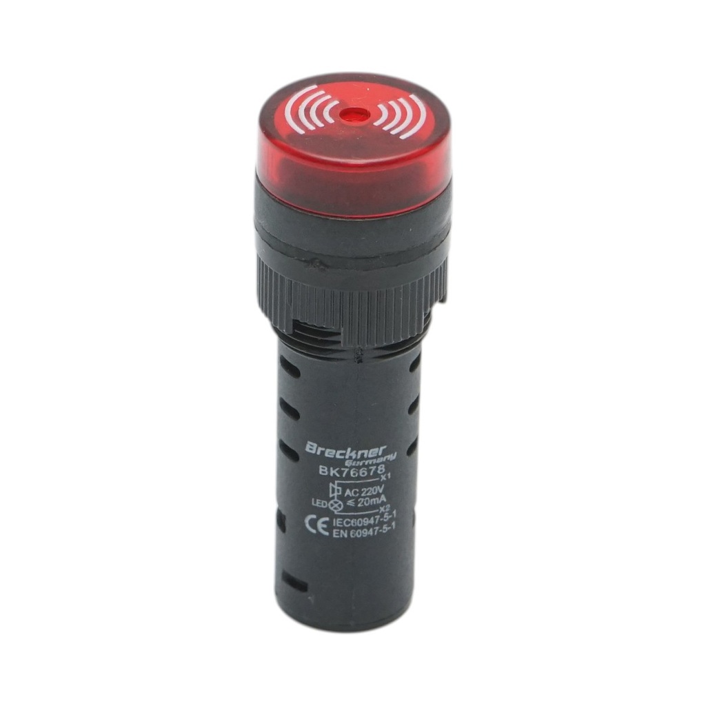 Indicator industrial semnalizare LED cu sonerie 220V AC Ø 16mm