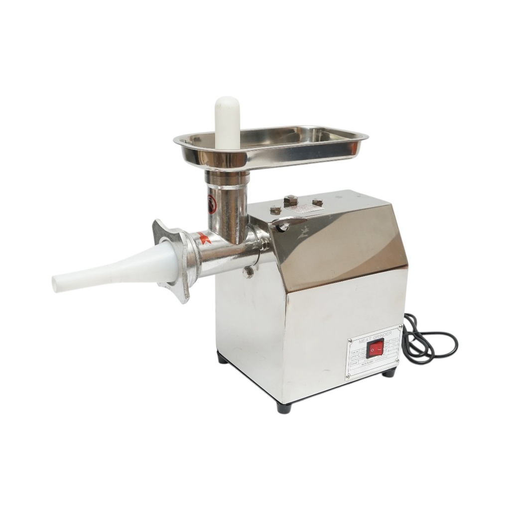 Masina de tocat carne electrica inox + aluminiu 1200W, 220V, capacitate 100 kg/h, adaptor carnati, 1 sita si 1 cutit incluse 340x185x365mm