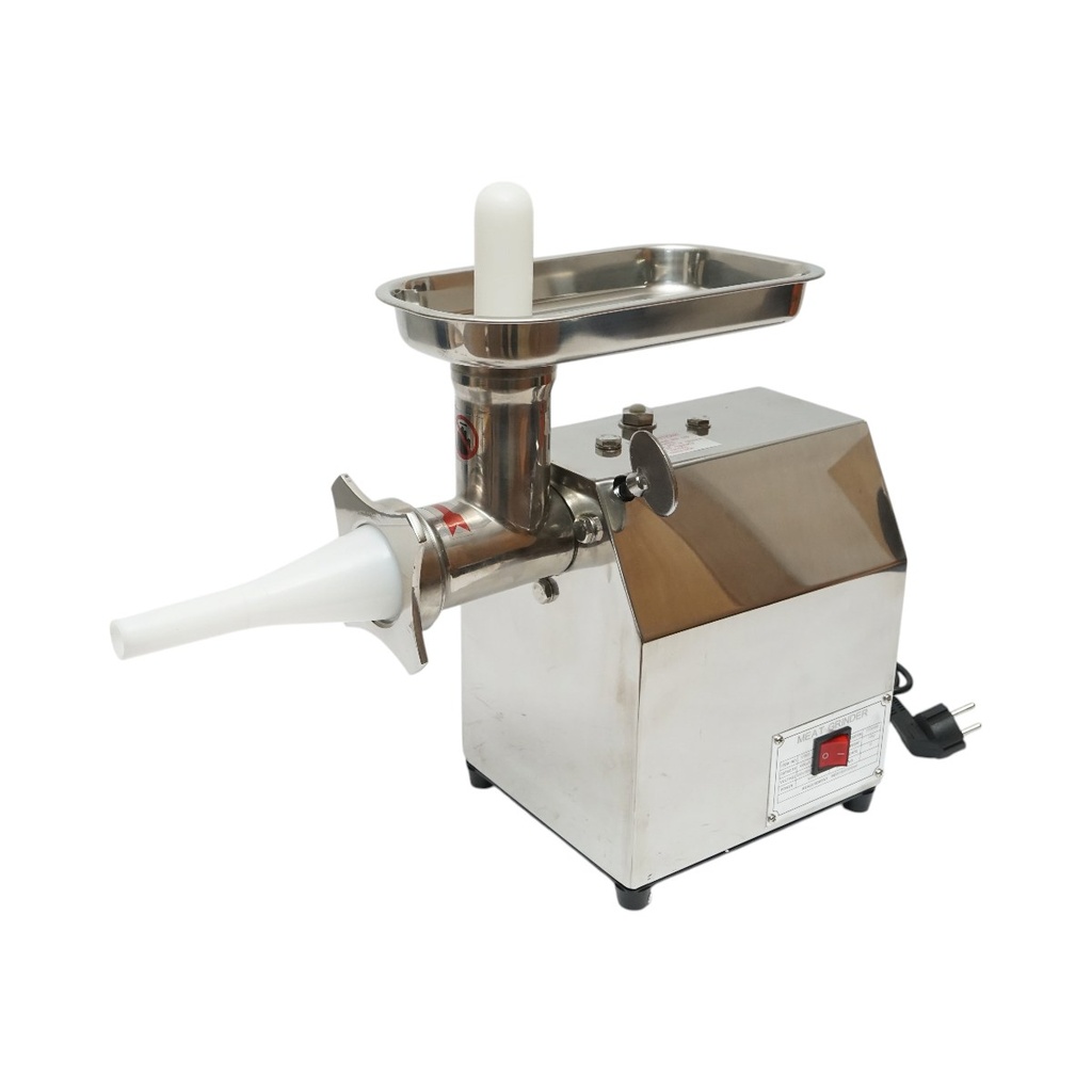 Masina de tocat carne electrica inox + otel 1200W, 220V, capacitate 100 kg/h, adaptor carnati, 1 sita si 1 cutit incluse 340x185x365mm