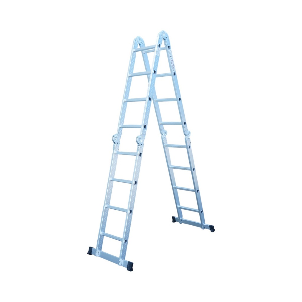 Scara multifunctionala aluminiu 3.7m, 4x3 trepte, pliabila cu balamale, sarcina maxima 150kg