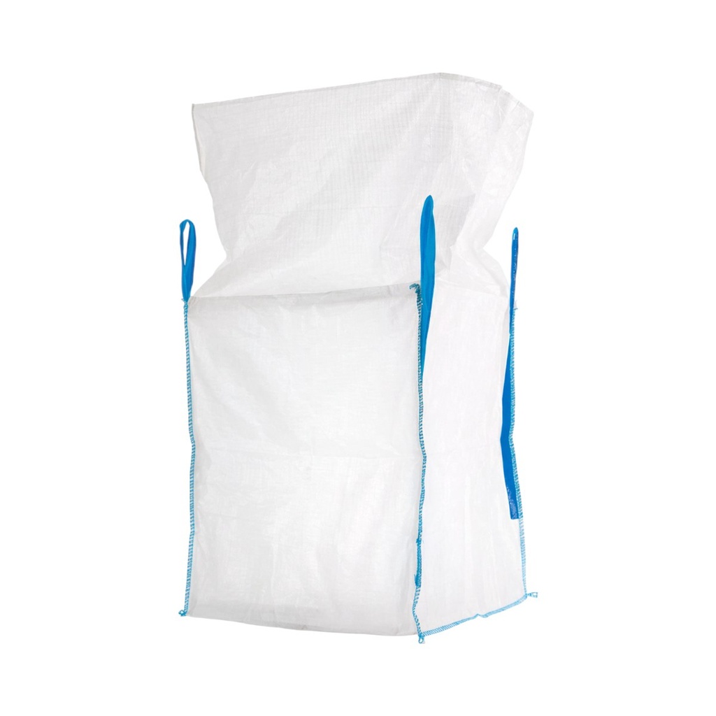 Sac big bag 95x95x120cm alb, capacitate 1500kg, tip U-Panel nelaminat, fund plan, top fusta 85cm