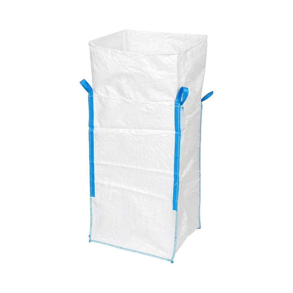 Sac big bag 95x95x150cm alb, capacitate 1200kg, tip U-Panel nelaminat, fund plan, top fusta 85cm