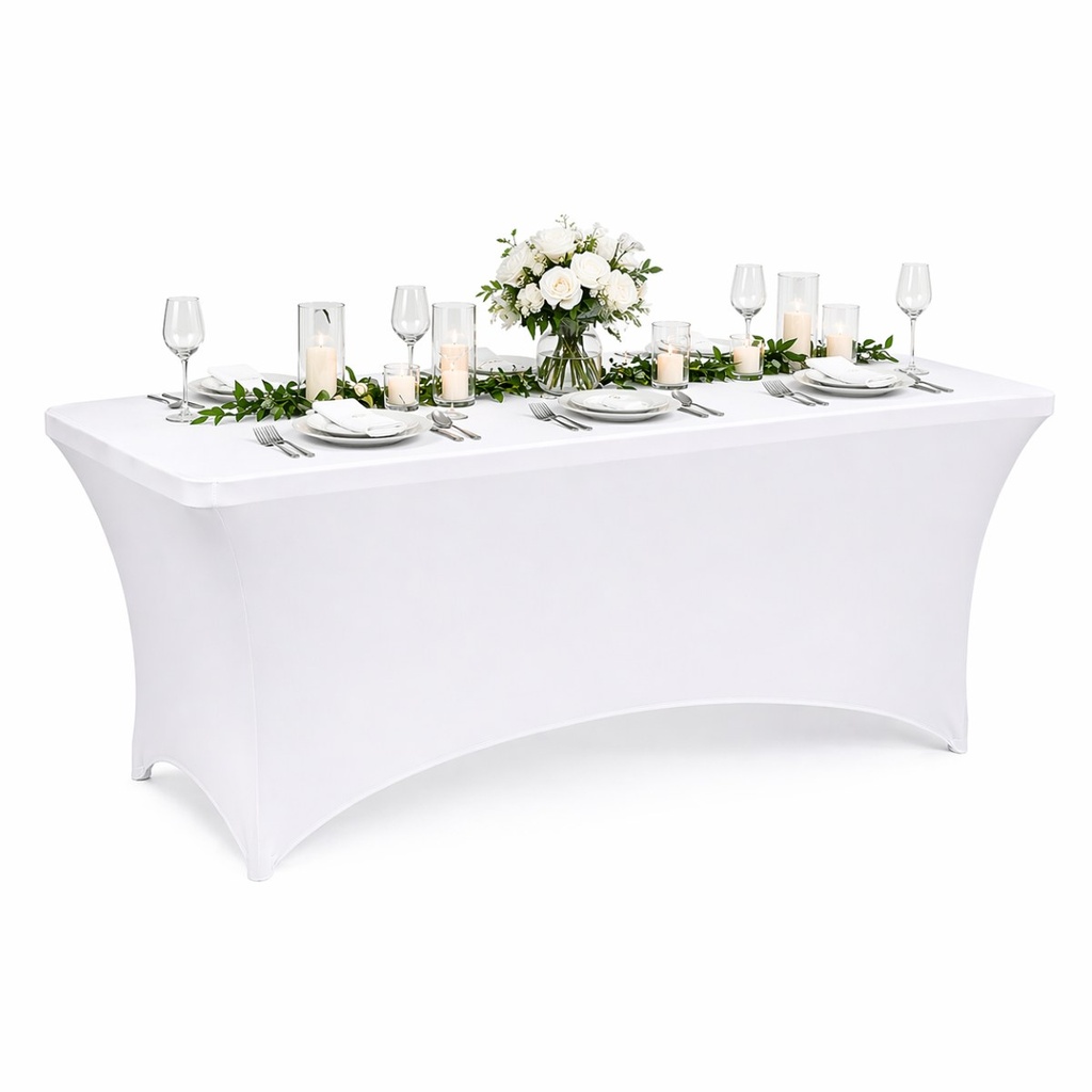 Husa masa elastica alba dreptunghiulara 120x60x74cm
