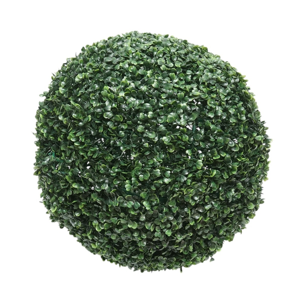 Minge decorativa artificiala verde cu frunze tip buxus 20cm