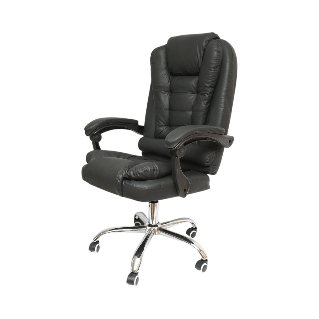 Scaun de birou ergonomic directorial cu suport lombar, piele ecologica neagra, rotativ, spatar si inaltime reglabile