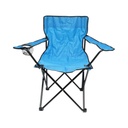 Scaun camping pliabil albastru cu suport pahar, husa transport, structura metalica 50x80x80cm