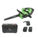 Drujba electrica profesionala cu 2 acumulatori 20V, 4Ah Li-ion, motor brushless, display digital LED, lama 12 inch (300mm)