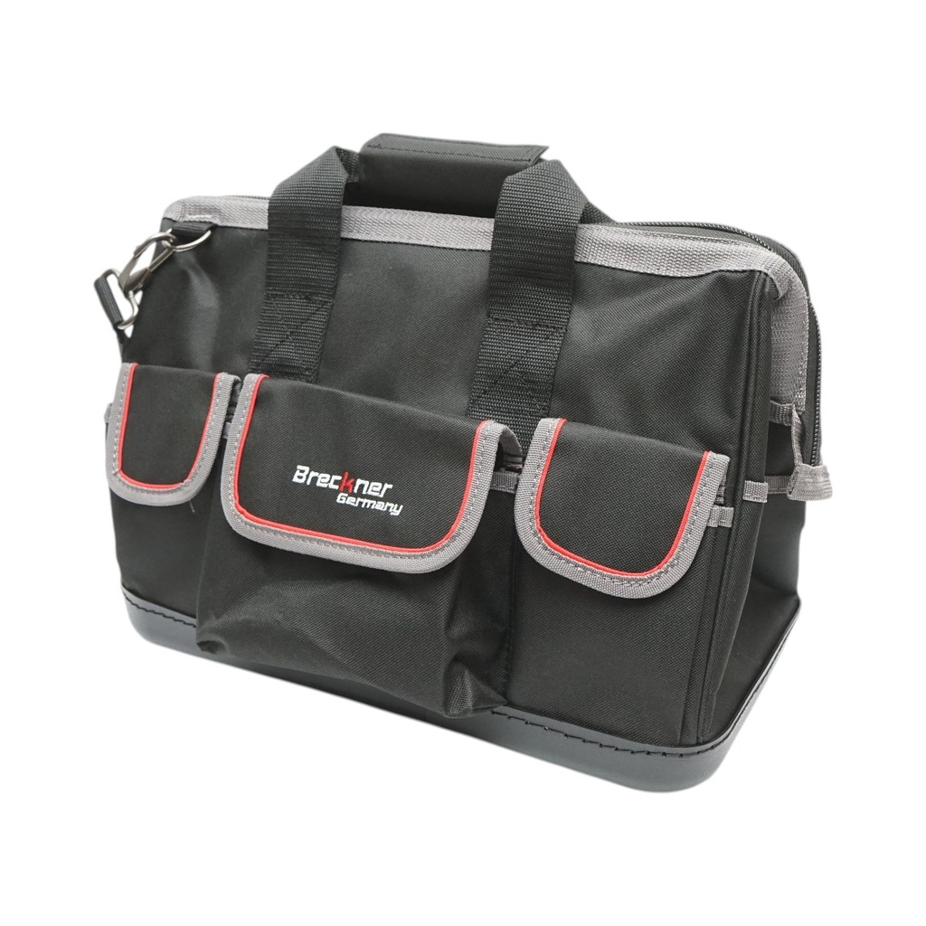 Geanta scule multifunctionala cu 15 buzunare, curea umar, baza din plastic, material textil 31x17x28cm