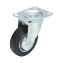 Roata pivotanta industriala 100x30mm fara frana, cauciuc plin negru, placa otel 100x80mm 55kg