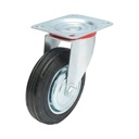 Roata pivotanta industriala 150x38mm fara frana, cauciuc plin negru, placa otel 135x105mm 120kg