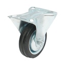 Roata fixa industriala 75x22mm fara frana, cauciuc plin negru, placa otel 80x66mm 35kg