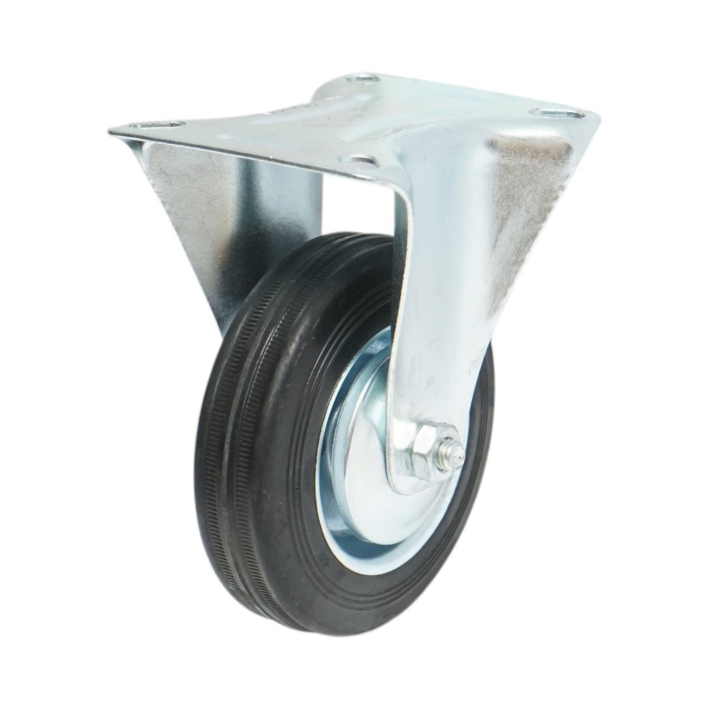 Roata fixa industriala 100x30mm fara frana, cauciuc plin negru, placa otel 100x80mm 55kg