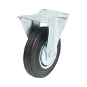 Roata fixa industriala 125x33mm fara frana, cauciuc plin negru, placa otel 100x80mm 95kg