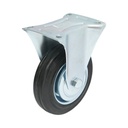 Roata fixa industriala 150x38mm fara frana, cauciuc plin negru, placa otel 135x105mm 120kg