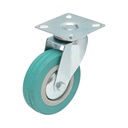 Roata pivotanta 100x26mm fara frana, cauciuc plin albastru, placa otel 75x75mm 55kg