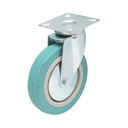 Roata pivotanta 125x27mm fara frana, cauciuc plin albastru, placa otel 75x75mm 60kg